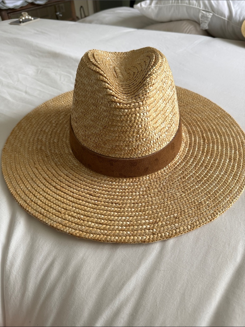 GIGI PIP Natural Straw Wide-Brim Hat with Brown Band